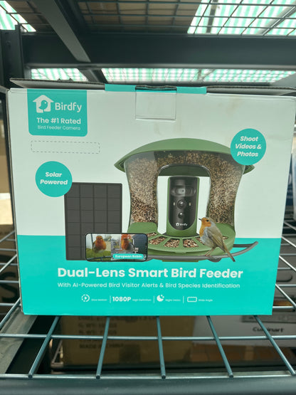Birdfy Feeder 2 Pro Dual Camera Solar Smart Bird Feeder AI Species ID Green