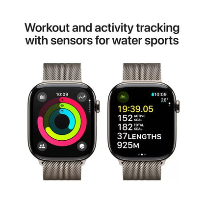 Apple Watch Series 10 GPS Cellular 46mm Titanium Smartwatch Natural Milanese S/M