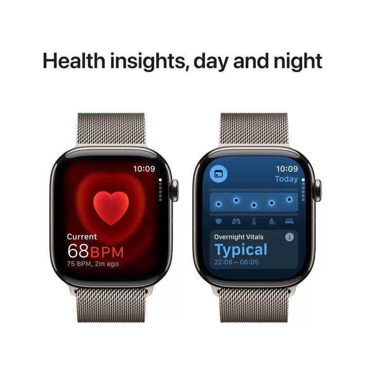 Apple Watch Series 10 GPS Cellular 46mm Titanium Smartwatch Natural Milanese S/M