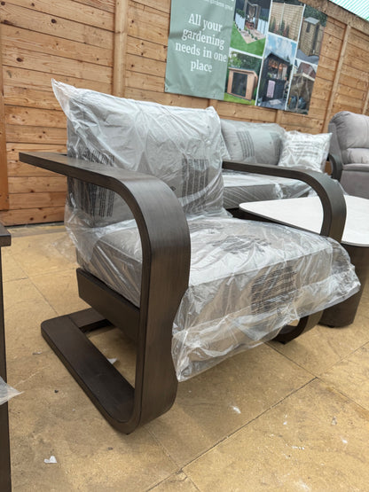 SunVilla Gibson 4PC Deep Seating Set Aluminium Sunbrella Grey Garden Sofa