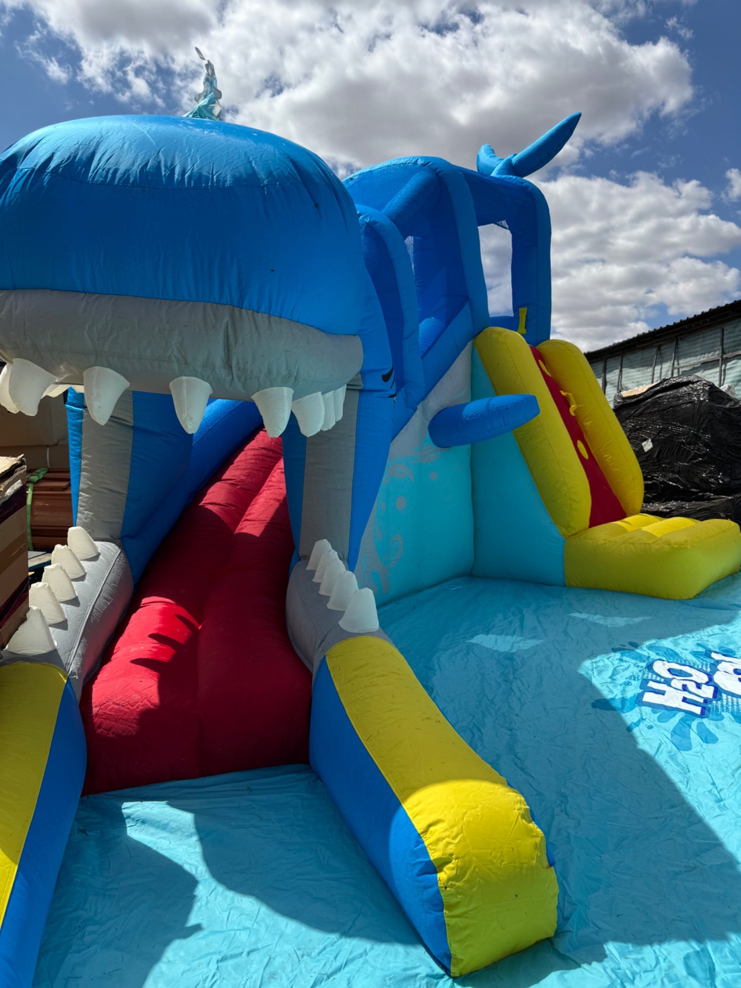 H2OGO! Whale Inflatable Kids Water Park Slide Splash Pad Climb Wall Blower