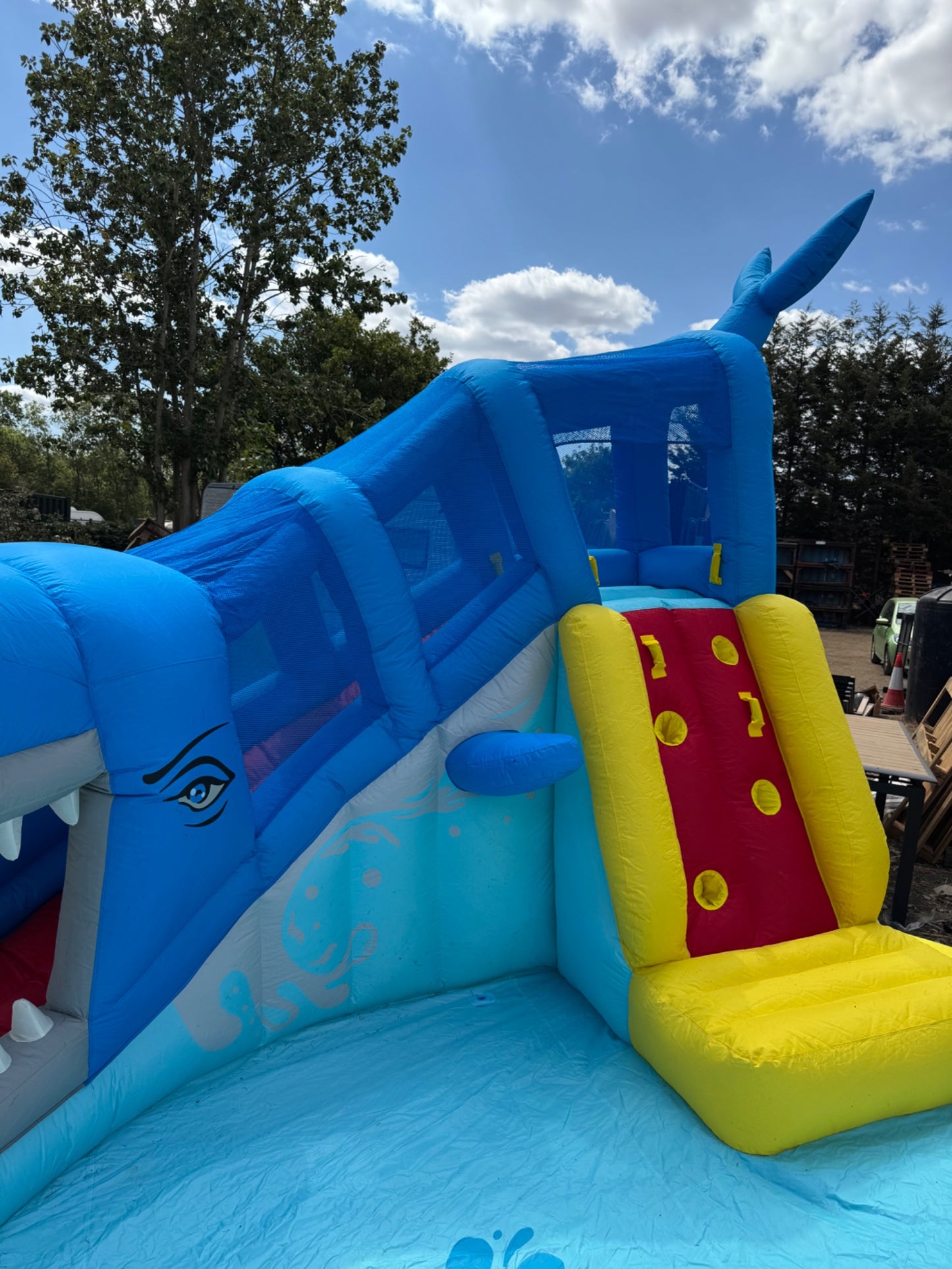 H2OGO! Whale Inflatable Kids Water Park Slide Splash Pad Climb Wall Blower