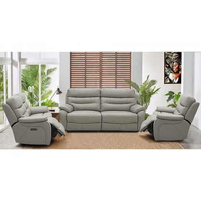 Fletcher Leather Power Recliner Chair Light Grey Electric Sofa Armchair Seat"