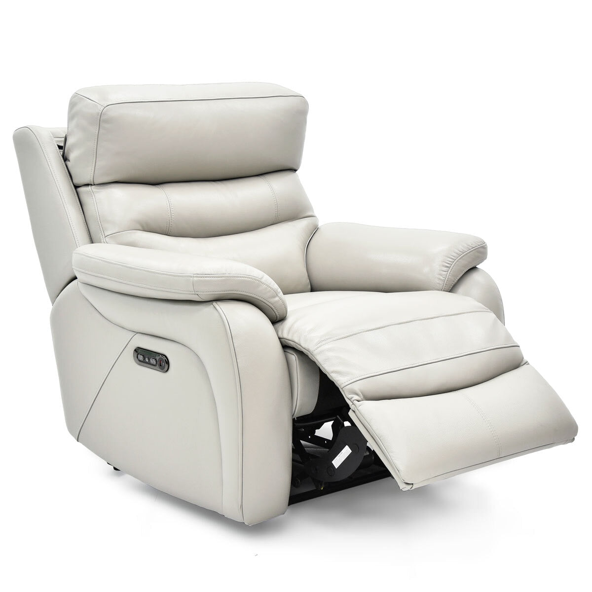 Fletcher Leather Power Recliner Chair Light Grey Electric Sofa Armchair Seat"