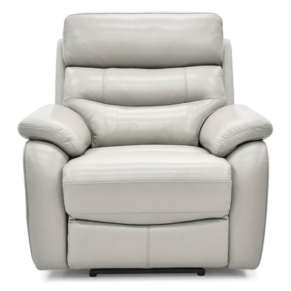 Fletcher Leather Power Recliner Chair Light Grey Electric Sofa Armchair Seat"