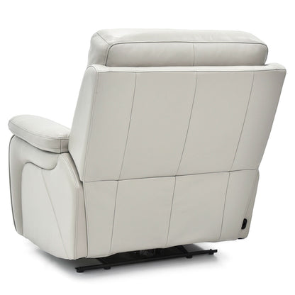 Fletcher Leather Power Recliner Chair Light Grey Electric Sofa Armchair Seat"