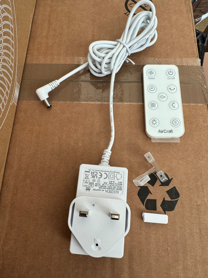 AirCraft Lume Midi Table Fan Remote LED Quiet 12 Speed Air Circulator White
