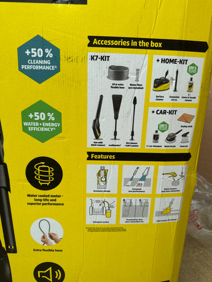 Karcher K7 WCM Car Home Pressure Washer 2800W 180 Bar Yellow Black Bundle