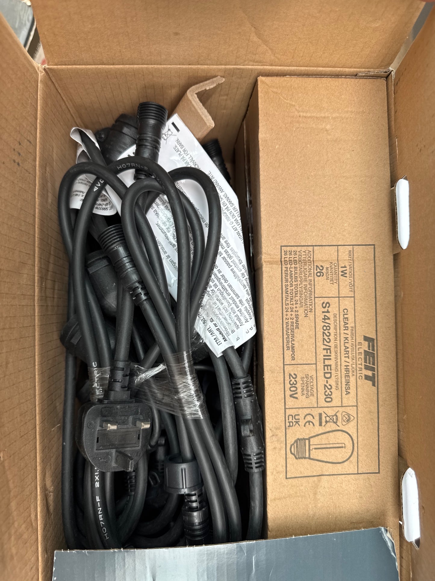 Feit 48ft LED Outdoor String Lights 24 Bulb IP44 Weatherproof Garden Black