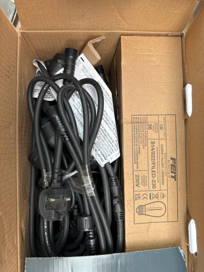 Feit 48ft LED Outdoor String Lights 24 Bulb IP44 Weatherproof Garden Black