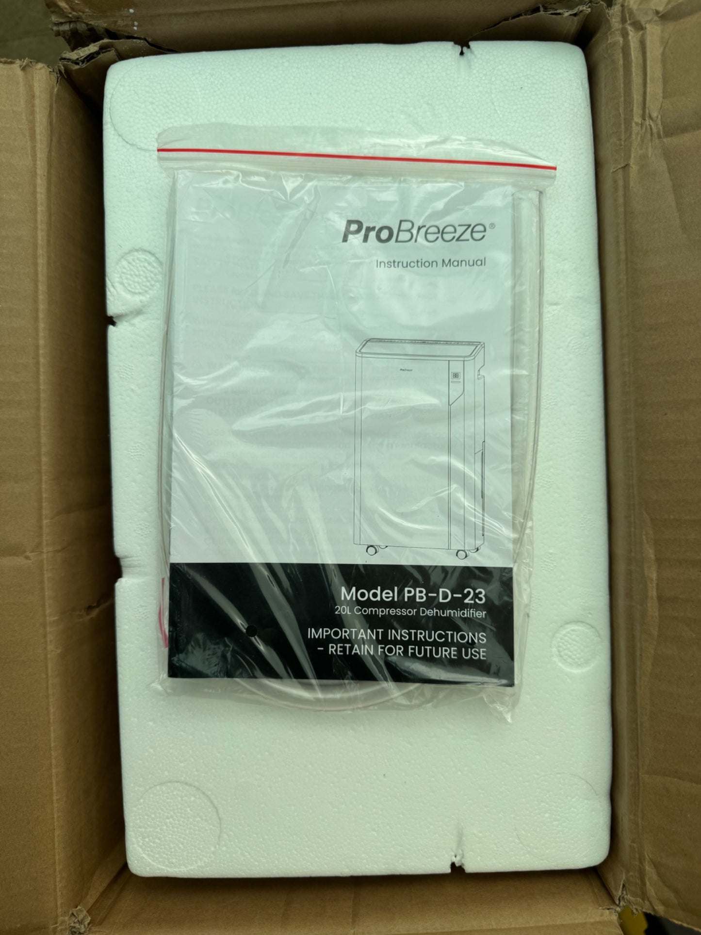 Pro Breeze 20L Dehumidifier PB-D-23-UK Laundry Mode 5.5L Tank White 500W