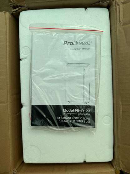 Pro Breeze 20L Dehumidifier PB-D-23-UK Laundry Mode 5.5L Tank White 500W