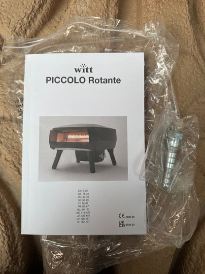 Witt Piccolo Rotante Gas Outdoor Pizza Oven 13" 500°C 5 Piece Bundle Black