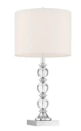 Bridgeport Designs Julie Crystal Table Lamp Chrome Linen Shade E27 57cm White