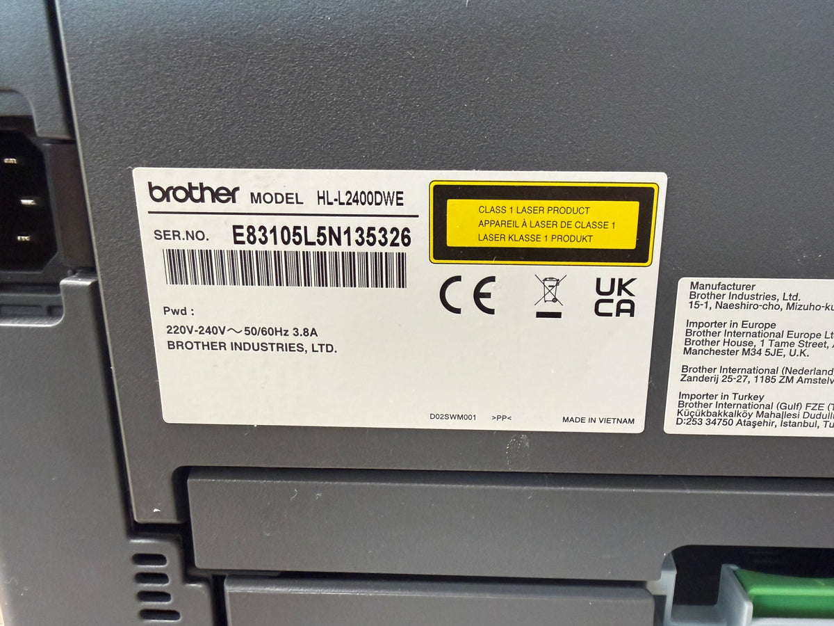 Brother HL-L2400DWE Mono Laser Printer Wireless Duplex 30ppm 5GHz Wi-Fi USB