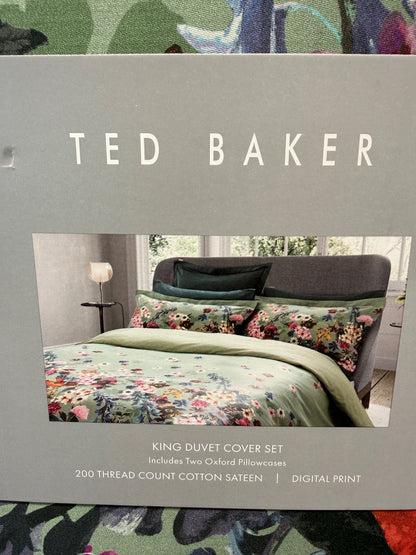 Ted Baker King Size Duvet Cover Set 200 thread Cotton 2 Pillowcases Bedding