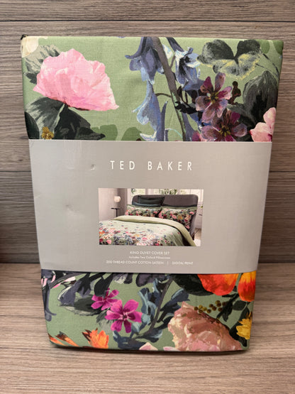 Ted Baker King Size Duvet Cover Set 200 thread Cotton 2 Pillowcases Bedding