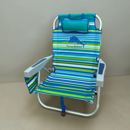 Tommy Bahama Backpack Beach Chair Aluminium 5-Position Reclining Blue Polyester