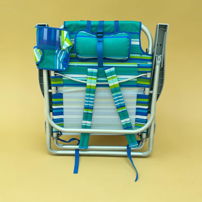 Tommy Bahama Backpack Beach Chair Aluminium 5-Position Reclining Blue Polyester