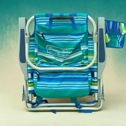 Tommy Bahama Backpack Beach Chair Aluminium 5-Position Reclining Blue Polyester