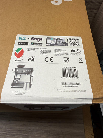 Sage Barista Express Impress Bean to Cup Coffee Machine Black Stainless Steel 8