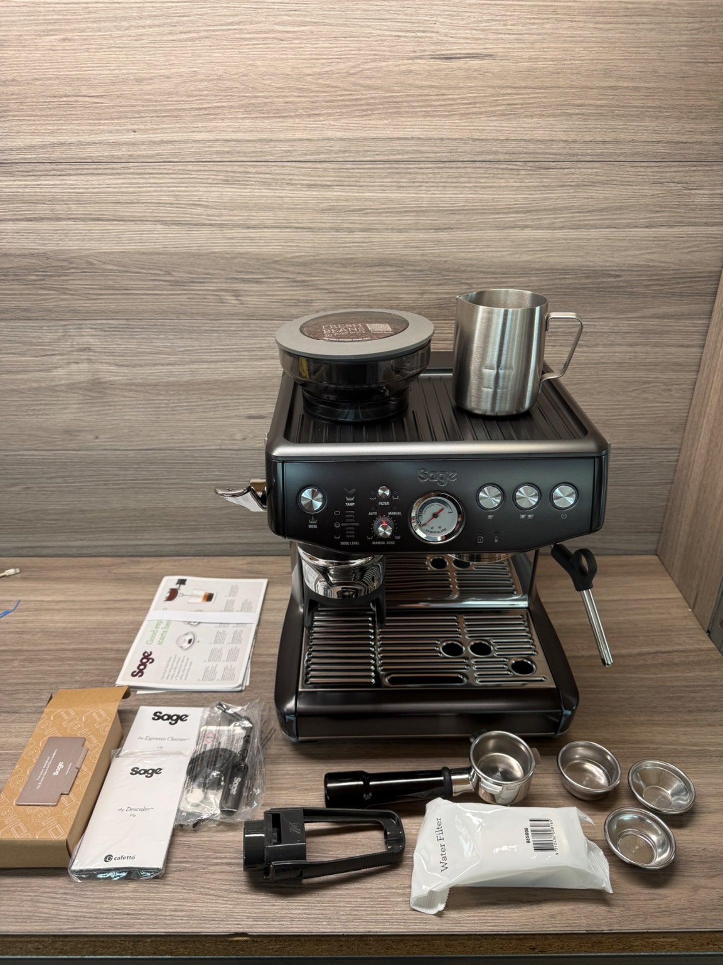 Sage Barista Express Impress Bean to Cup Coffee Machine Black Stainless Steel 8
