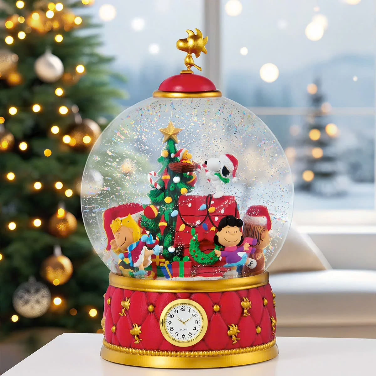 Christmas LED Snow Globe Spinning Glitter Light Up Festive Home Décor 31cm"