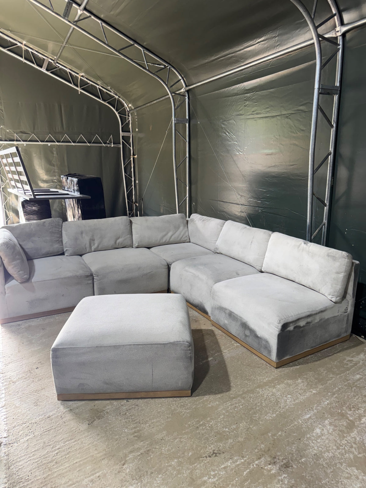 Henredon Murphy Cream 6pc Modular Fabric Corner Sofa Set Ottoman Lounge