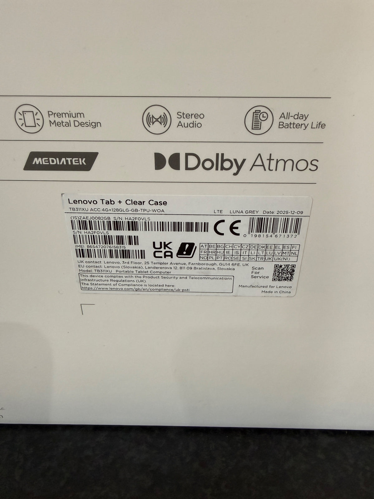Lenovo Tab M10 ZAEJ0082GB 4GB 128GB 10.1" Android 14 WiFi Tablet With Case