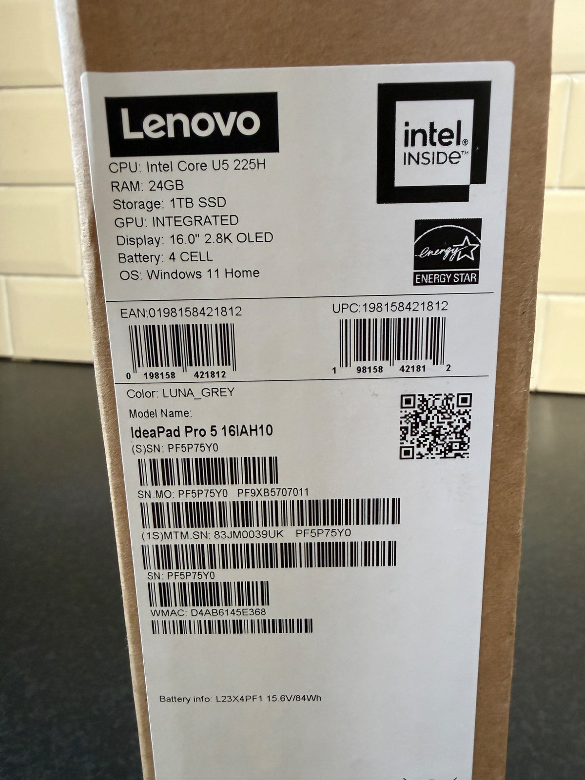 Lenovo IdeaPad Pro 5 OLED Laptop 16 Inch Core Ultra 5 24GB RAM 1TB SSD Grey