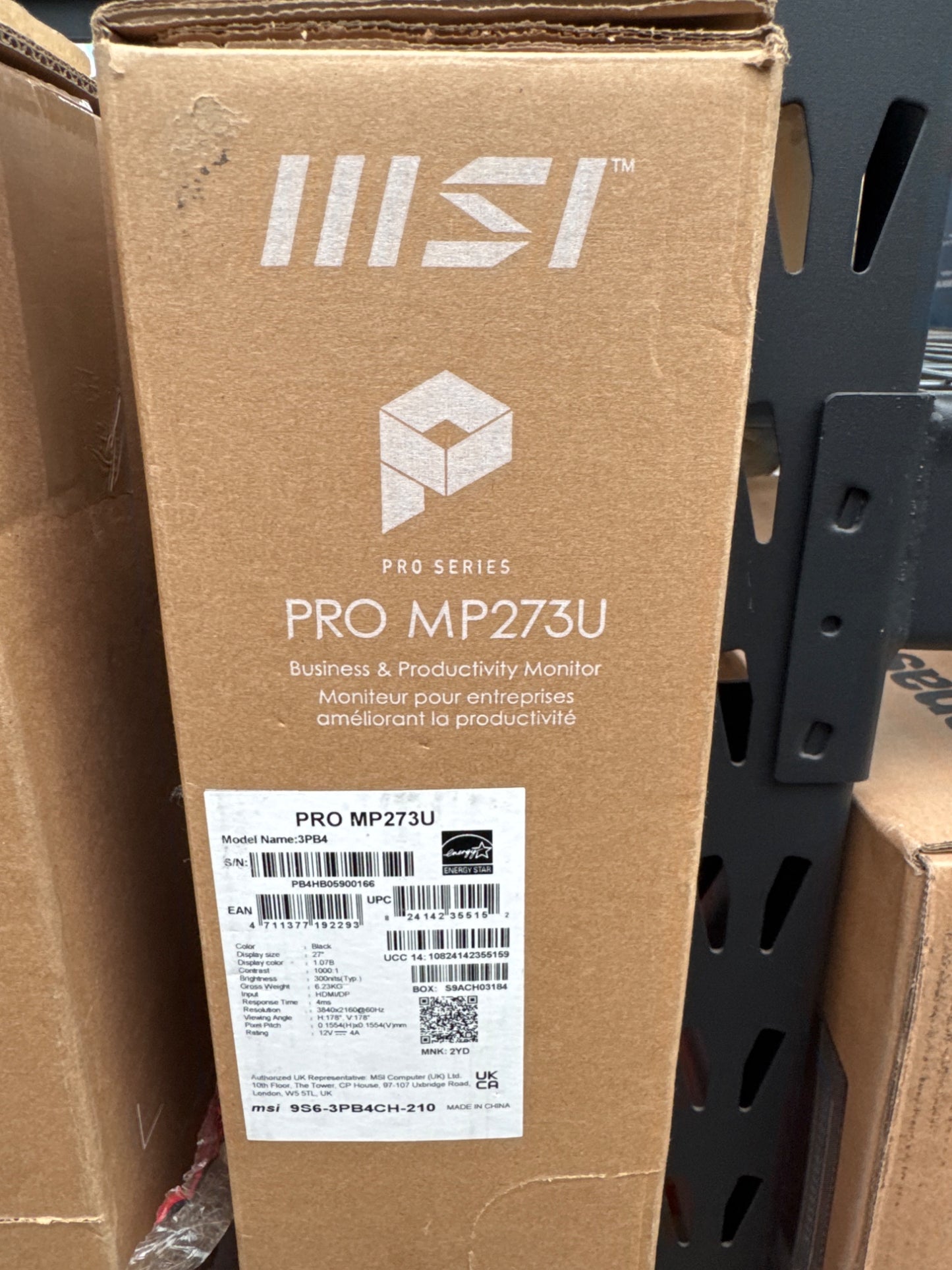 MSI MP273U Pro 27" 4K UHD IPS Monitor 3840x2160 65Hz 4ms DisplayPort Black