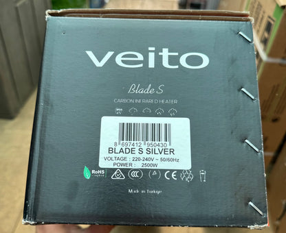 Veito Blade S2500 Carbon Infrared Patio Heater Silver Aluminium Outdoor 30m²