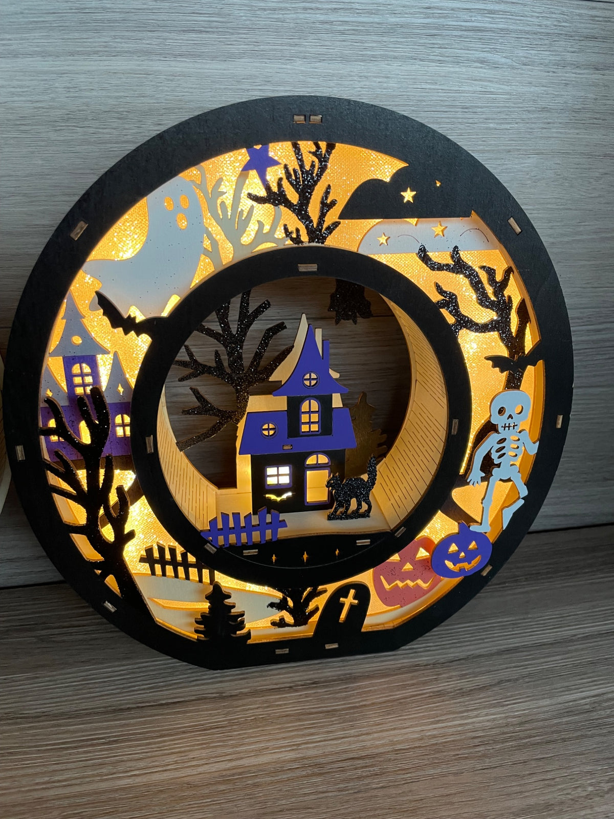 Wooden Light Up BOO Letters Halloween Decoration LED Warm Indoor Set of 3
