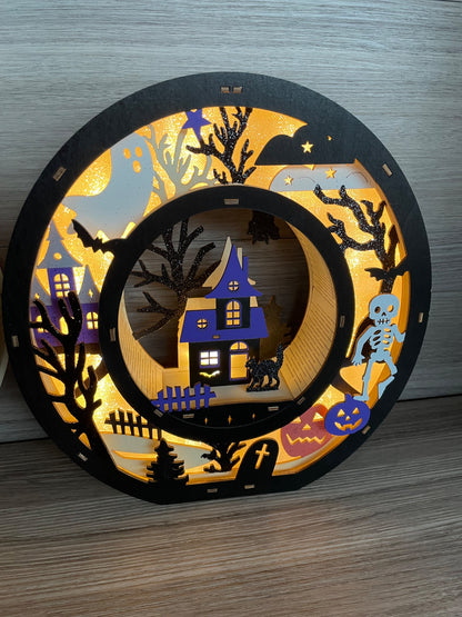 Wooden Light Up BOO Letters Halloween Decoration LED Warm Indoor Set of 3