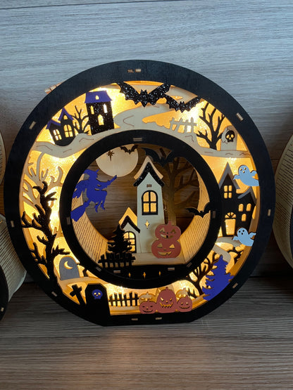 Wooden Light Up BOO Letters Halloween Decoration LED Warm Indoor Set of 3
