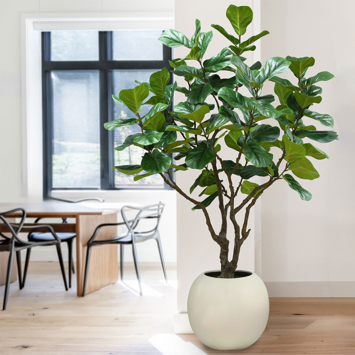 CGH Artificial Faux Fig Tree 8ft Indoor Plant Green Spherical Planter 240cm