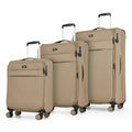 Rock Harper 3PC Softside Luggage Set Beige Expandable TSA Lock