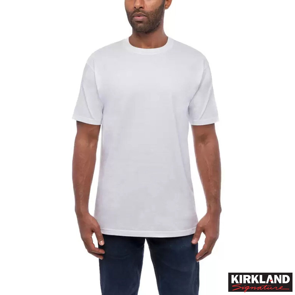 Kirkland Signature Men's White Crewneck Cotton T-Shirts 6 Pack Medium Multipack