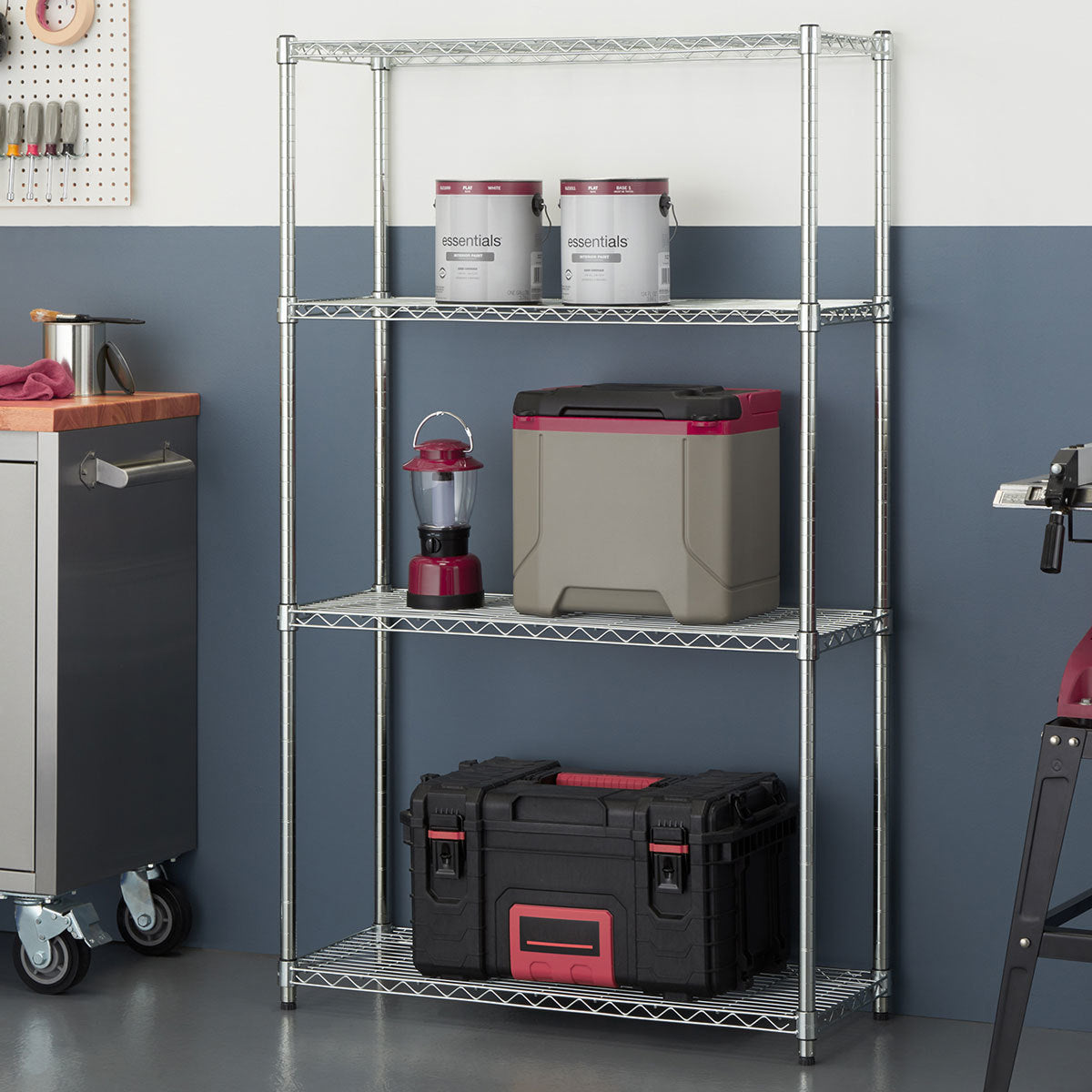 Trinity EcoStorage 4-Tier Chrome Metal Shelving Unit Steel 137cm Storage Rack