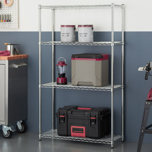 Trinity EcoStorage 4-Tier Chrome Metal Shelving Unit Steel 137cm Storage Rack