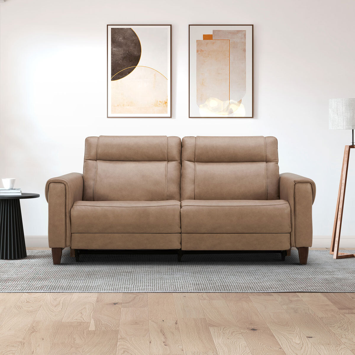 Aiden & Ivy Spencer Brown Leather Power Reclining 2 Seater Sofa 213cm Wide