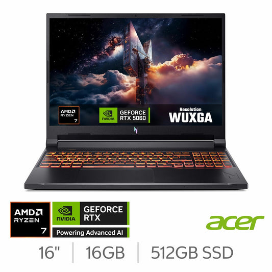 Acer Nitro V 16 Gaming Laptop AMD Ryzen 7 16GB 512GB RTX 5060 Windows 11 Black