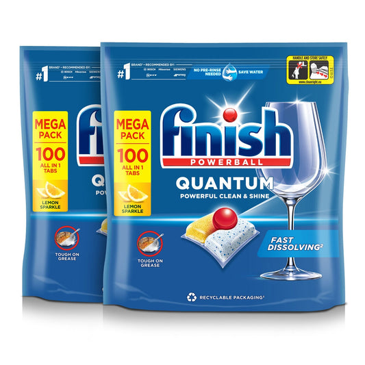 Finish Quantum Powerball Lemon Dishwasher Tablets 200 Pack Bulk Buy Refill