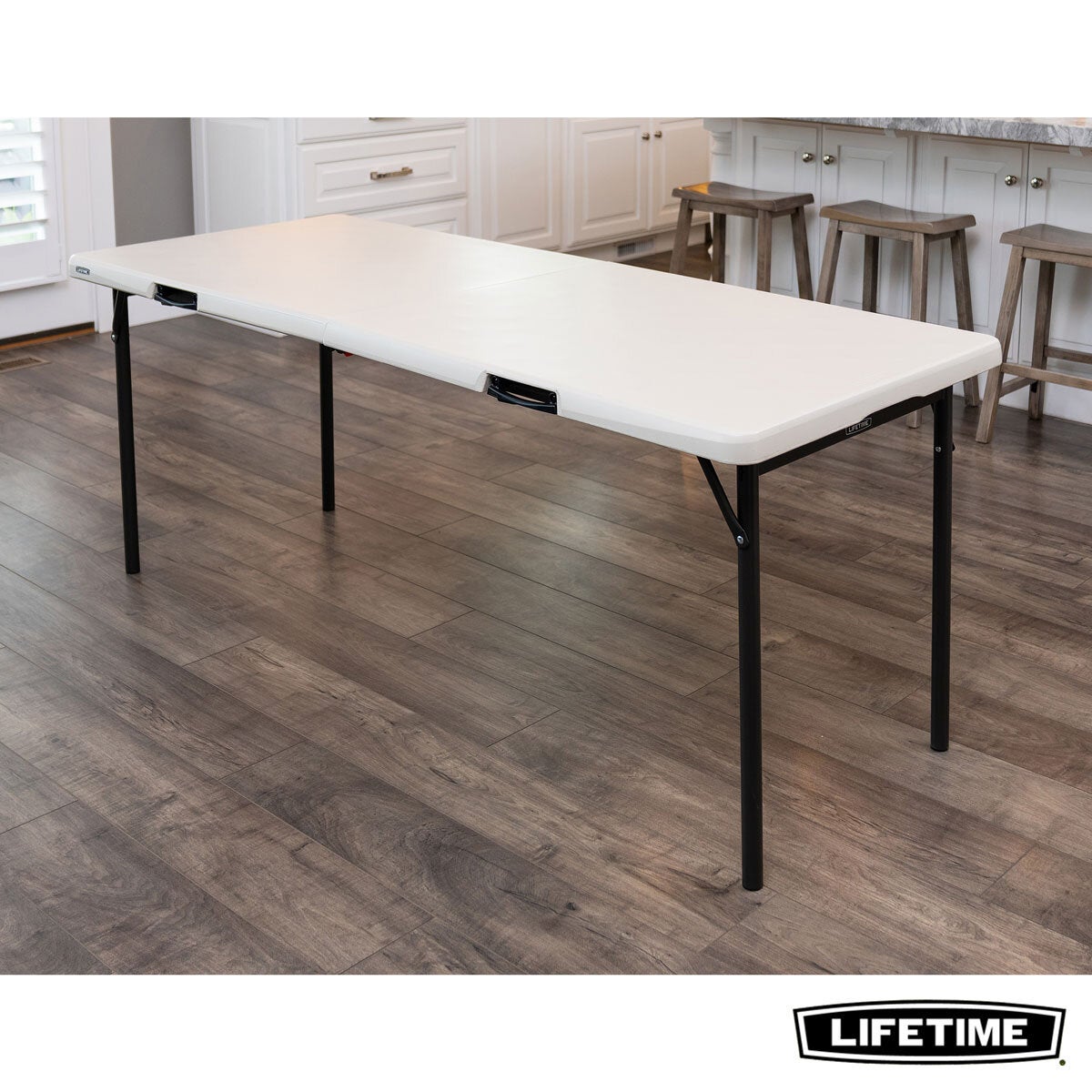 Lifetime 6ft Fold-In-Half Commercial Grade Folding Table Cream Outdoor 8 Seat