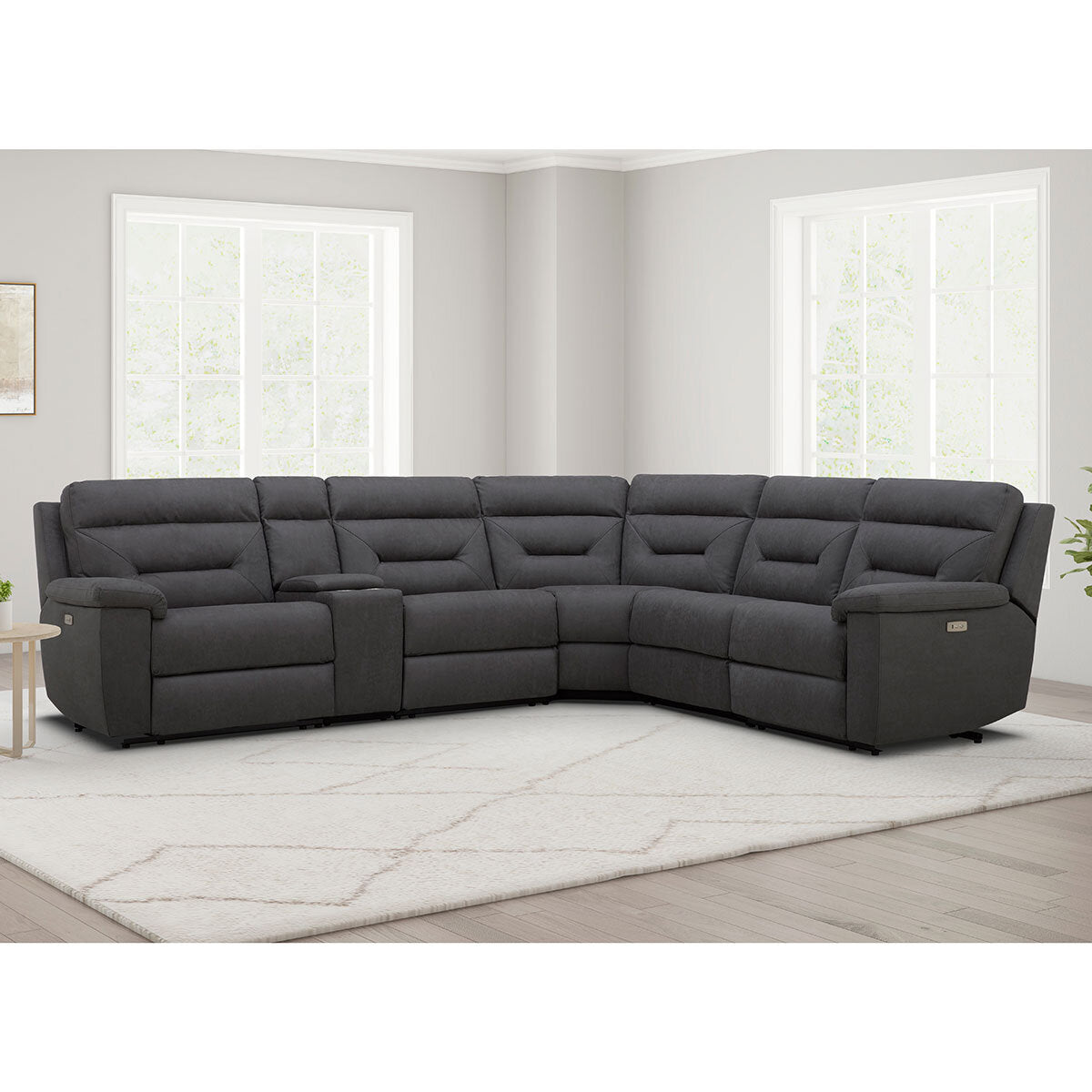 Gilman Creek Justin Grey Fabric Power Reclining Corner Sofa Sectional 3 Seat