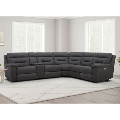 Gilman Creek Justin Grey Fabric Power Reclining Corner Sofa Sectional 3 Seat