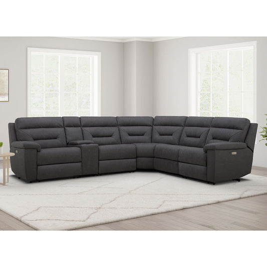 Gilman Creek Justin Grey Fabric Power Reclining Corner Sofa Sectional 3 Seat