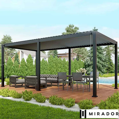 Mirador Louvered Aluminium Pergola 10x20ft 3x6m Anthracite Adjustable Louvres