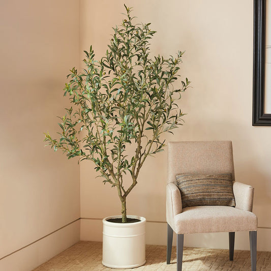 Beaumont Designs Artificial Olive Tree 6.5ft Faux Plant French Crock Pot