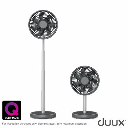 Duux Rize Pedestal Fan DXCF90UK 4 Speed Oscillating Floor Table Charcoal